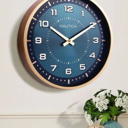 NAUTICA Chrome Navy & Rosegold Plastic Modern Wall Clock With Quartz Silent Sweep Technology-43