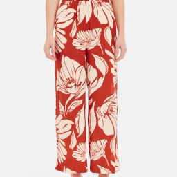 Kazo Rust Floral Print Relaxed Fit High Rise Pants-56