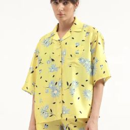 United Colors of Benetton Yellow & Black Floral Print Shirt-image-70