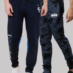 Free Authority Navy Regular Fit Dc Comics Printed Trackpants - Pack of 2-image-58