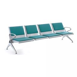 Hospishop Four Seater Chair Mild Steel 56X230X78.7 Cm Solid Back Arm Rest for Waiting Area, Xenon Cushion Green-image-25