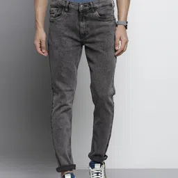 The Indian Garage Co Men Charcoal Slim Fit Stretchable Jeans-image-15