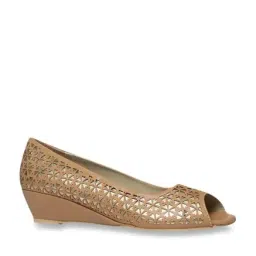 Footin by Bata Women's Beige Peeptoe Wedges-image-80