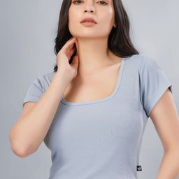 Plus Size Women Ribbed Square Neck Fitted Crop Top-picture-16