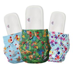 Mylo Baby Freesize Adjustable Cloth Diapers with 3 Free Insert Oeko Tex Certified Pack of 3 - Jungle Pet Love Floral Spring Multicolour-image-41