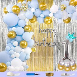 Shopperskart 1st Happy Birthday Party Decoration Kit Blue Golden - Pack of 125-image-44