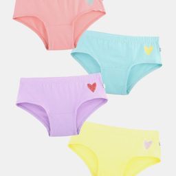 Plan B Pack Of 4 Heart Placement Printed  Underwear - Lavender Peach Mint Green & Lemon Yellow-image-95