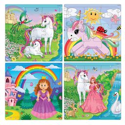 Fiddly's Wood Jigsaw Puzzles for Kids & Children Unicorn & Princess  9 Pieces - Pack of 4-26