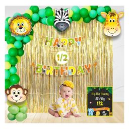 Untumble Baby Jungle Theme Half Birthday Decoration Kit for Boys and Girls - Pack of 108-image-45