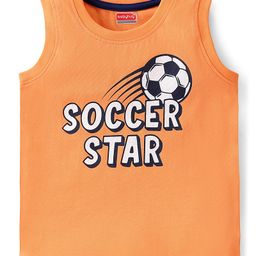 Babyhug Cotton Knit Sleeveless Soccer Graphics T-Shirt - Orange-image-40