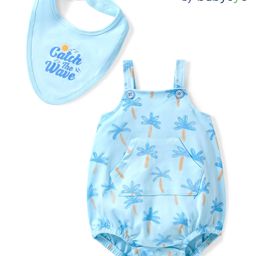Babyoye 100% Cotton with Eco Jiva Finish Sleeveless Dungarees & Bib With Tropical Print - Blue-image-23
