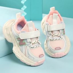 KIDLINGSS Colour Blocked & Mesh Detailed Velcro Closure Shoes - Pink-image-4