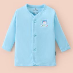 Child World Interlock Cotton Knit Full Sleeves Front Open Vest With Dog Print - Turquoise-picture-7