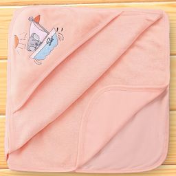 CUCUMBER Terry Knit Hooded Hand and Face Towel with Elephant Embroidery - Peach-image-26