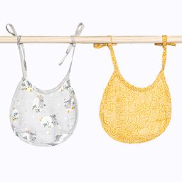 Cocoon Care Bamboo Muslin Terry Bib for Babies, Yellow Geometric - Hog Lovable Prints (Pack Of 2) | Yellow-image-59