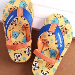 Cute Walk by Babyhug Flip Flops with Animal Print & Back Strap - Yellow-image-30