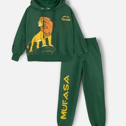 Nap Chief Pure Cotton Disney Featuring Full Sleeves Mufasa Printed Oversized Hoodie With Joggers Set - Green-picture-9
