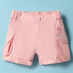 Olio Kids Cotton Knit Above Knee Length Solid Color Shorts - Pink-image-35
