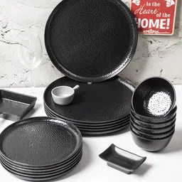 VONCASA Melamine 18 Piece Dinner Set - Black-picture-32