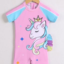 Mark & Mia Half Raglan Sleeves Legged Swimsuit With Unicorn Print - Pink-image-76