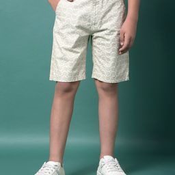 CRIMSOUNE CLUB Cotton Woven Abstract Printed Shorts - Olive Green-image-21