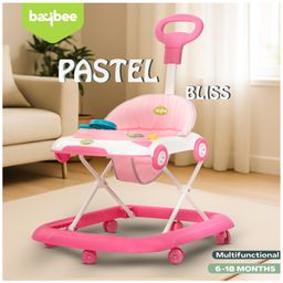 Baybee Pastel Bliss Baby Walker for 6-18 Month Baby Boy Girl, Push Walker with Parental Handle & Height Adjustable Activity Kids Walker with Musical Toy Bar (Pink/White)-image-53