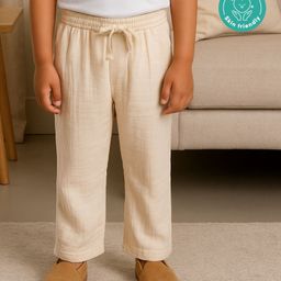 Greendeer 100% Softner Washed Muslin Cotton Woven Solid Breathable Pant - Beige-image-17