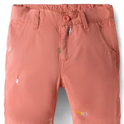 Under Fourteen Only Thunderbolt Embroidered Slim Fit Shorts - Peach-picture-4