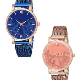 Gopal Shopcart Unisex Pack Of 2 Analogue Watch C36RG BLU ORG RG M R1-image-1