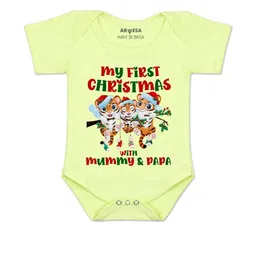 Arvesa Kids-Unisex Yellow Cotton Rompers-picture-1
