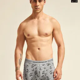 URBAN ADVENTURE Pack Of 2 Printed Moisture Wicking Trunks 2UAM-015-P(BLK-LT GRY)-45