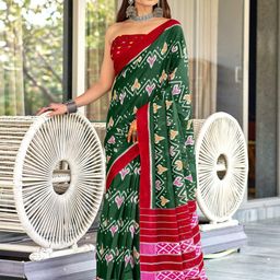 PEENGAX Ethnic Motifs Block Printed Pure Cotton Saree-image-51