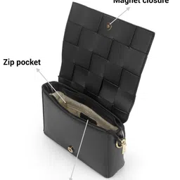 Metro Checked Structured Satchel Buckled With Detachable Sling Strap image 4