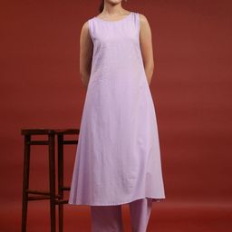 Anayna Women Pure Cotton Regular A Line Kurta & Trousers Set-picture-58