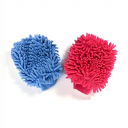 Aura 2 Pieces Blue & Pink Double-Sided 100 GSM Microfiber Kitchen Cleaning Gloves-image-83