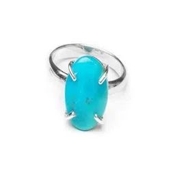 GenZcomplex Silver-Plated Brass Turquoise Finger Ring-picture-3