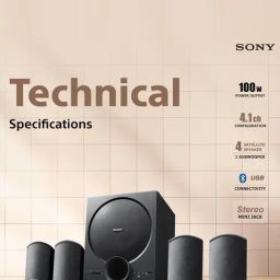 Sony New Sa-D40M2 4.1Ch Home Theatre Speaker with 100W Power Output And Powerful Subwoofer - Black image 3