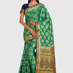 Mimosa Green Woven Sarees With Blouse-image-46
