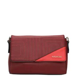 Sugarush Cyprus Red & Orange Textured Medium Sling Handbag-image-92