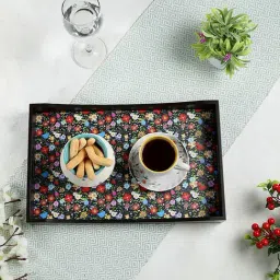 Crayton Floral MDF Rectangular Serving Tray - Set of 1-77
