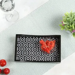 Crayton Black & White MDF Rectangular Serving Tray - Set of 1-38