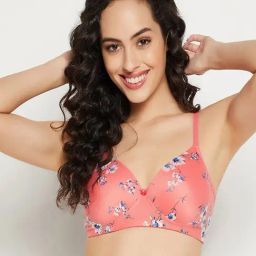 Clovia Pink Cotton Printed T-Shirt Bra-image-15