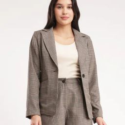 Fablestreet Brown & Black Checks Blazer-image-53