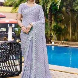 Satrani Purple Embroidered Saree With Unstitched Blouse-image-40