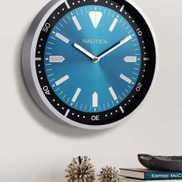 NAUTICA Blue & Silver Plastic Modern Wall Clock With Quartz Silent Sweep Technology-image-12