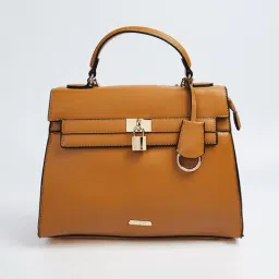 Code by Lifestyle Tan Solid Handbag-image-93