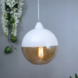 Homesake White & Transparent Glass Ceiling Lamp - Set of 1-8