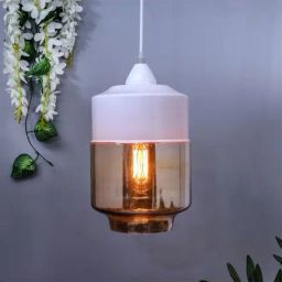 Homesake White & Transparent Glass Ceiling Lamp - Set of 1-10