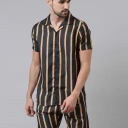 Bushirt Multicolor Regular Fit Striped Shirt With Shorts Set-image-46
