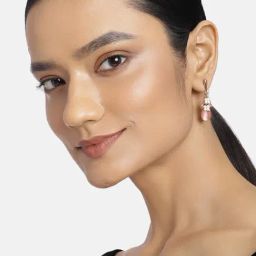 Estele Rose Gold-Plated White Enamel Floral Drop Earrings for Women/Girls-19